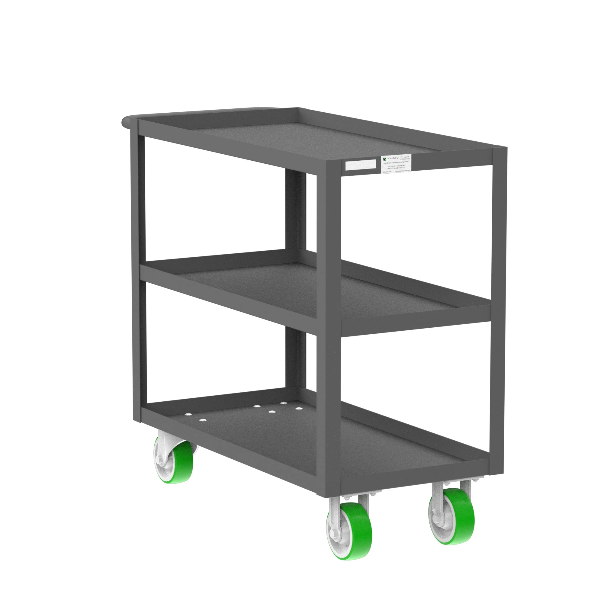 VALLEY CRAFT F89178GYPY 3 Shelf Utility Cart with Lip, 18 x 36 Inch Shelf, Gray, 18 x 41 x 36 Inch Size | CJ6TMV