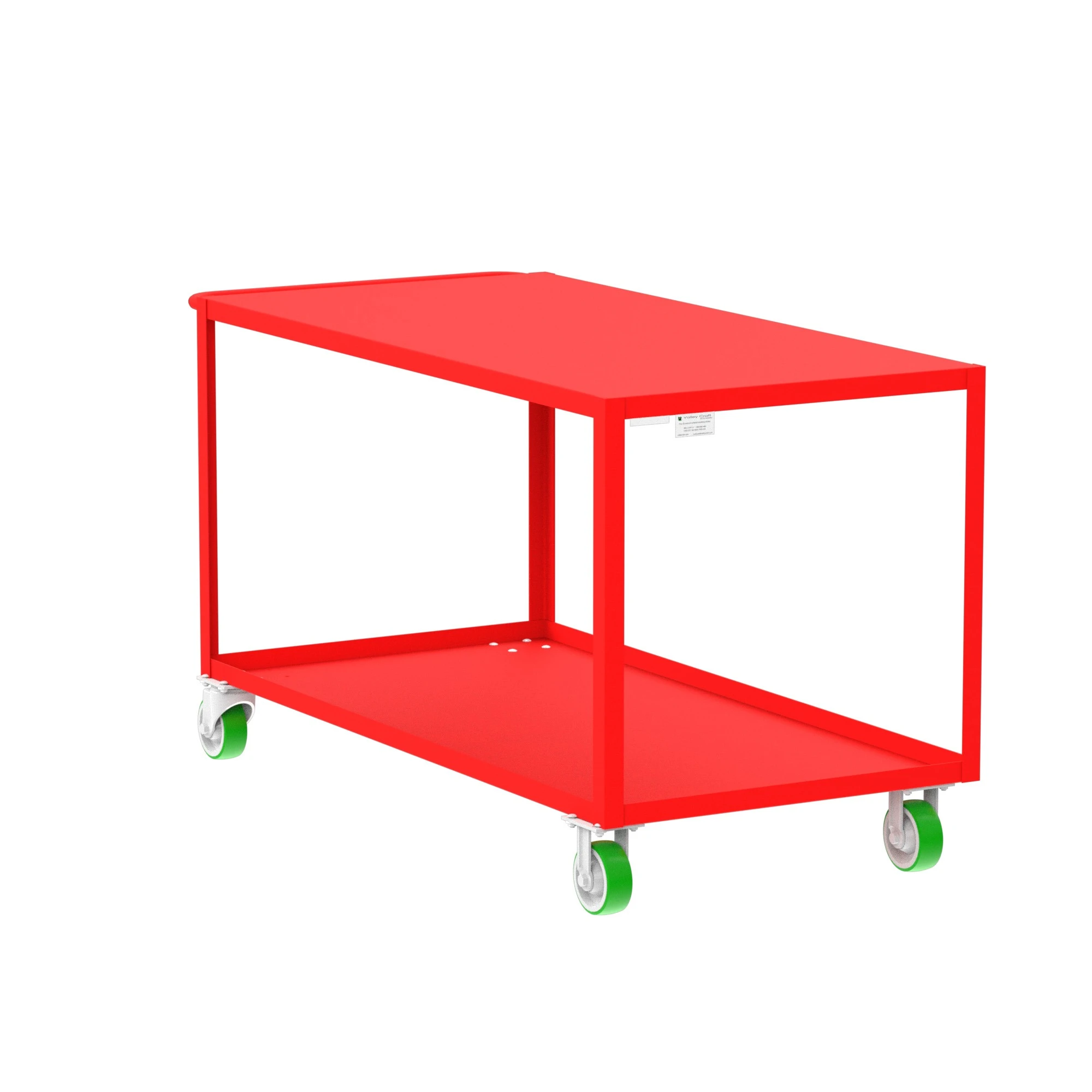 VALLEY CRAFT F89179RDPY 2 Shelf Utility Cart with Flush Top, 30 x 60 Inch Shelf, Red, 30 x 65 x 36 Inch Size | CJ6TML