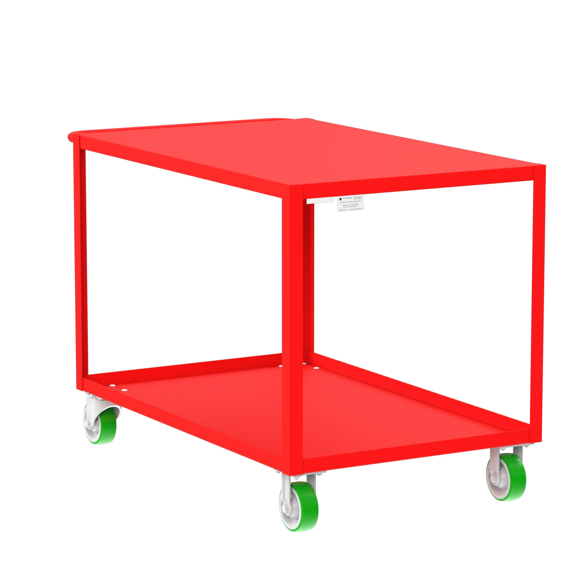 VALLEY CRAFT F89181RDPY 2 Shelf Utility Cart with Flush Top, 30 x 48 Inch Shelf, Red, 30 x 53 x 36 Inch Size | CJ6TLY