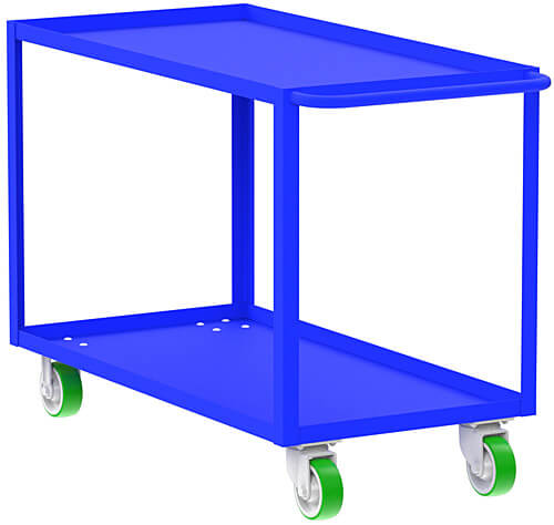 VALLEY CRAFT F89184BUMO 2 Shelf Utility Cart, 2000 lbs Capacity, 18 x 36 x 39 Inch Size, Blue, Mold On Caster | CJ6TKH