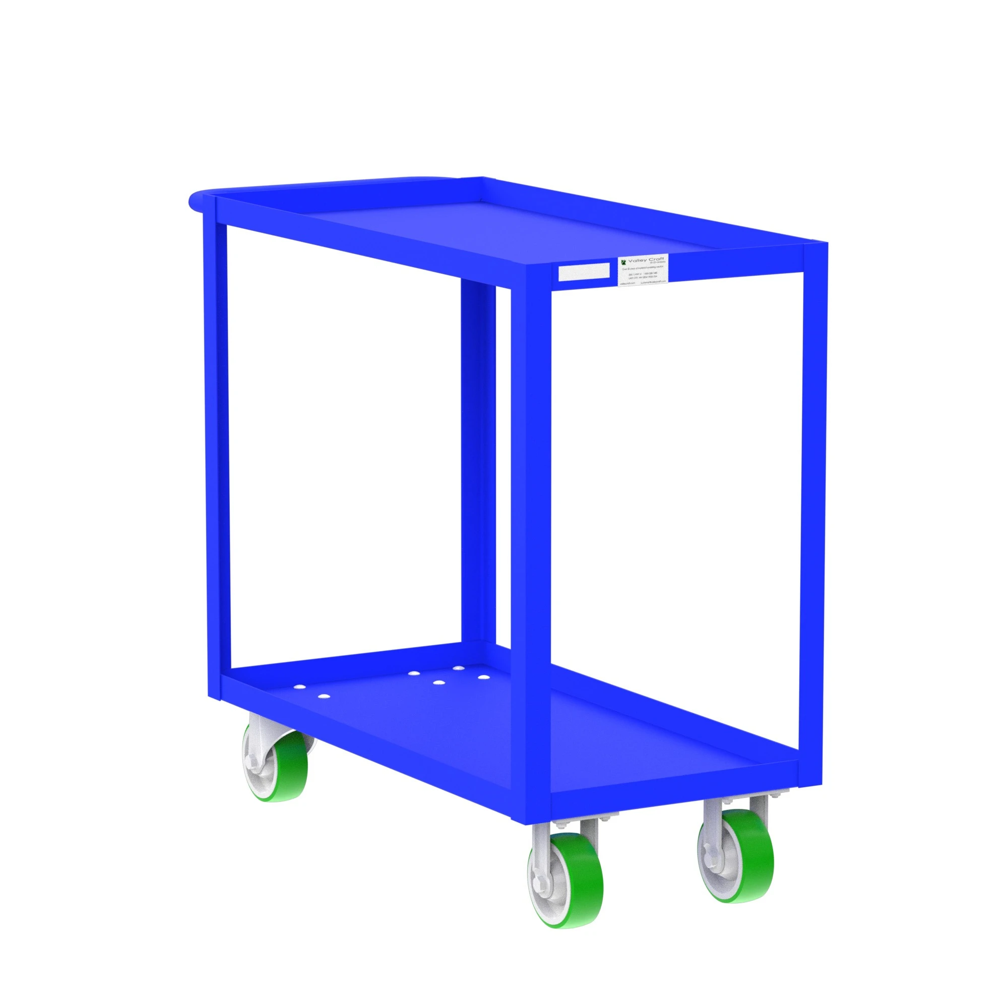 VALLEY CRAFT F89184BUPY 2 Shelf Utility Cart, 2000 lbs Capacity, 18 x 36 Inch Shelf, Blue, 18 x 41 x 36 Inch Size | CJ6TKG