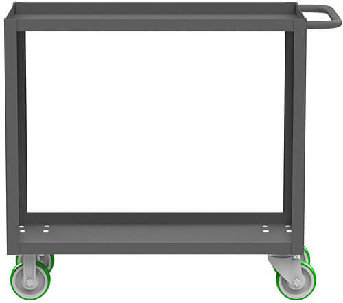 VALLEY CRAFT F89184GYMO 2 Shelf Utility Cart, 2000 lbs Capacity, 18 x 36 x 39 Inch Size, Gray, Mold On Caster | CJ6TKF