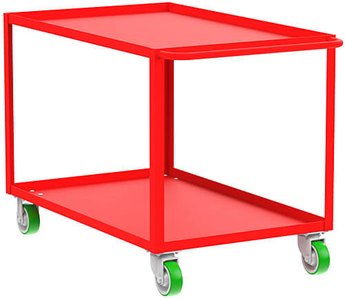 VALLEY CRAFT F89184RDMO 2 Shelf Utility Cart, 2000 lbs Capacity, 18 x 36 x 39 Inch Size, Red, Mold On Caster | CJ6TKD