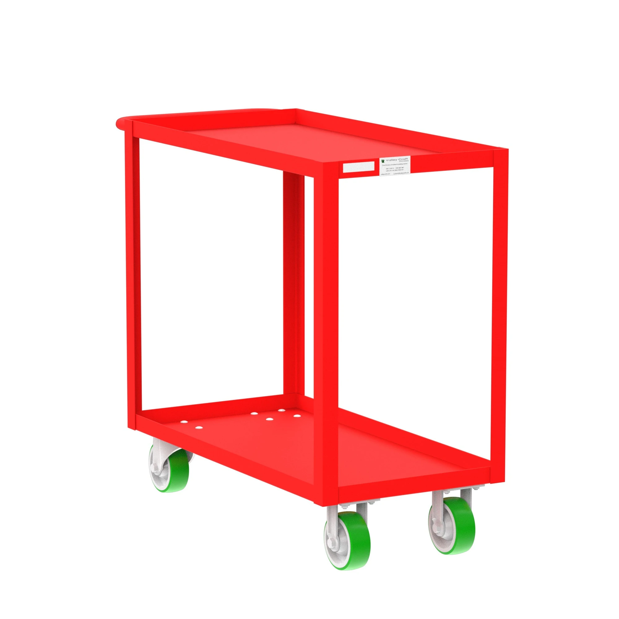 VALLEY CRAFT F89184RDPY 2 Shelf Utility Cart, 2000 lbs Capacity, 18 x 36 Inch Shelf, Red, 18 x 41 x 36 Inch Size | CJ6TKC
