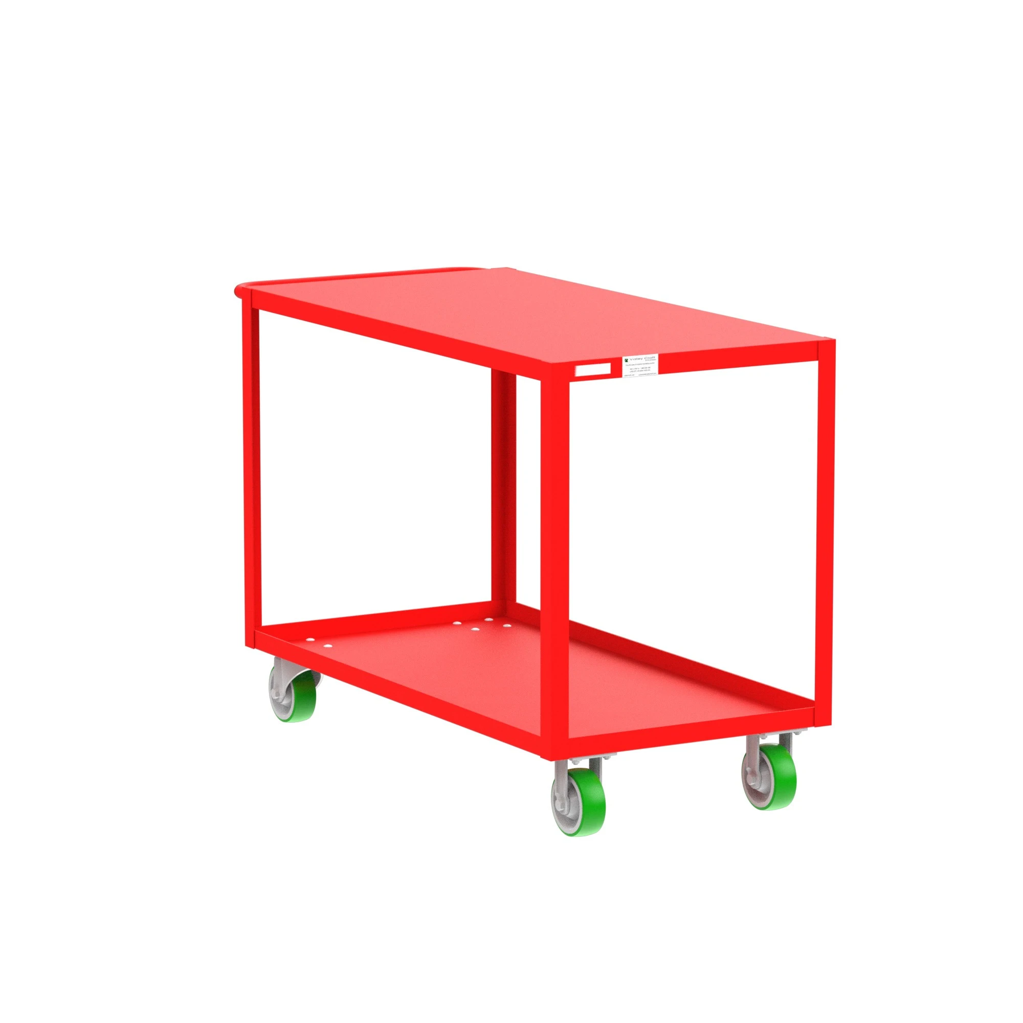 VALLEY CRAFT F89223RDPY 2 Shelf Utility Cart with Flush Top, 24 x 48 Inch Shelf, Red, 24 x 53 x 36 Inch Size | CJ6TLK