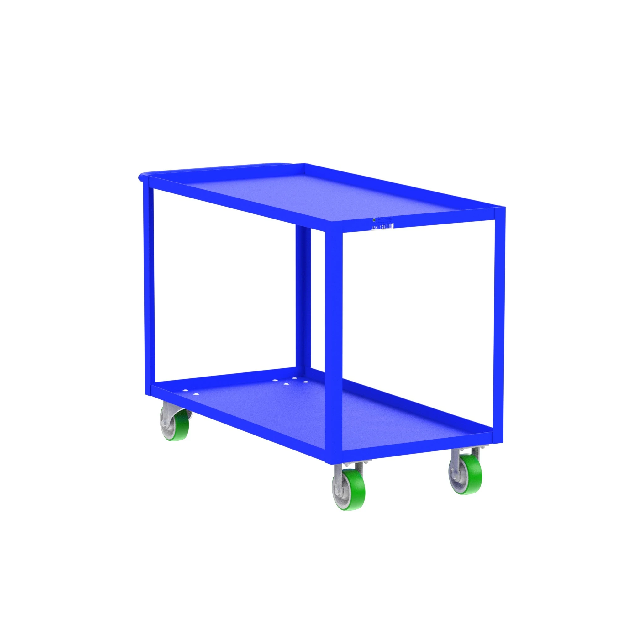 VALLEY CRAFT F89225BUPY 2 Shelf Utility Cart With Lip, 24 x 48 Inch Shelf, Blue, 24 x 53 x 36 Inch Size | CJ6TLH