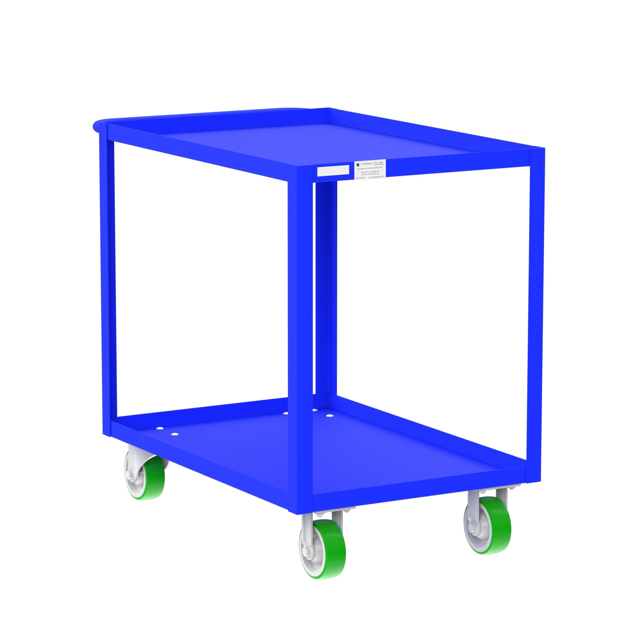 VALLEY CRAFT F89226BUPY 2 Shelf Utility Cart With Lip, 24 x 36 Inch Shelf, Blue, 24 x 41 x 36 Inch Size | CJ6TKV
