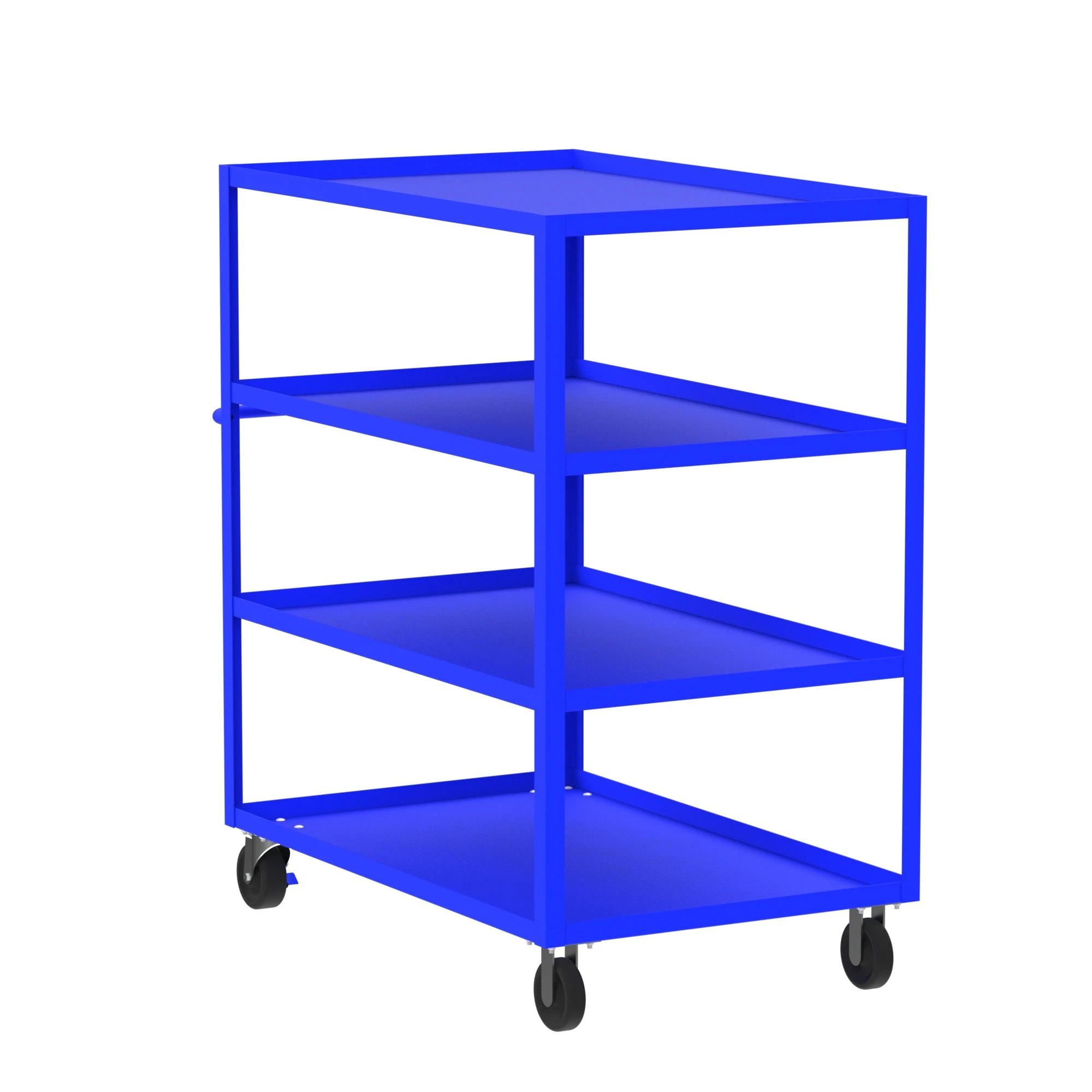 VALLEY CRAFT F89229BUPH 4 Shelf Utility Cart With Lip, 30 x 48 Inch Shelf, Blue, 30 x 53 x 56 Inch Size | CJ6TRN