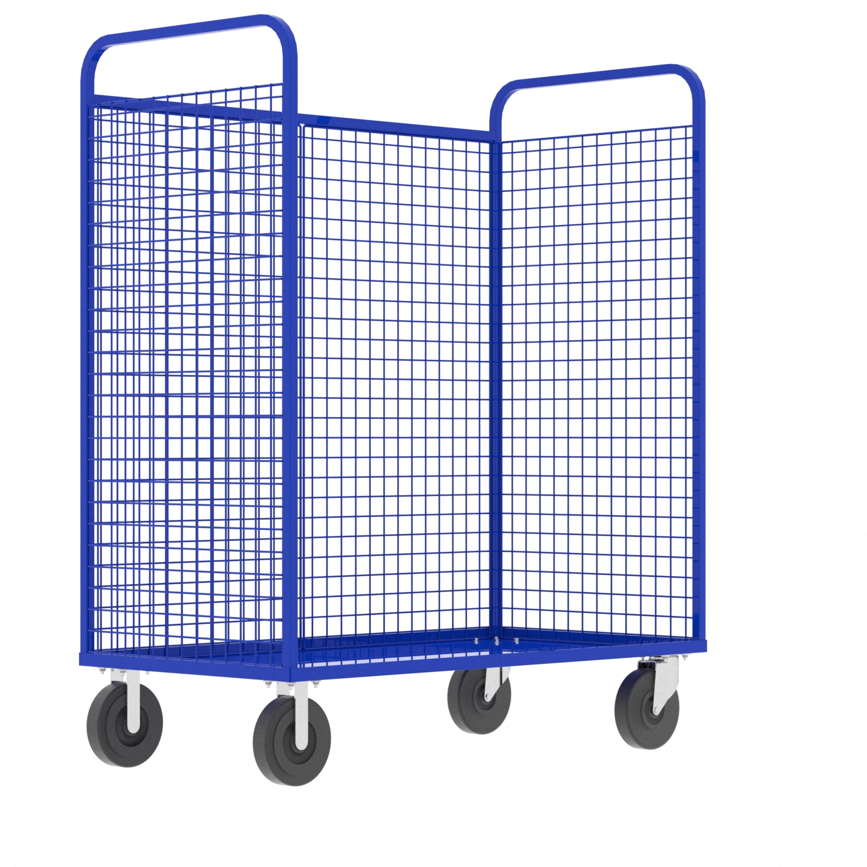 VALLEY CRAFT F89256VCBL Cage Cart, 3 Sided, No Shelf, 12 gauge Steel, 57 x 30 x 68 Inch Size, Blue | CJ6THL
