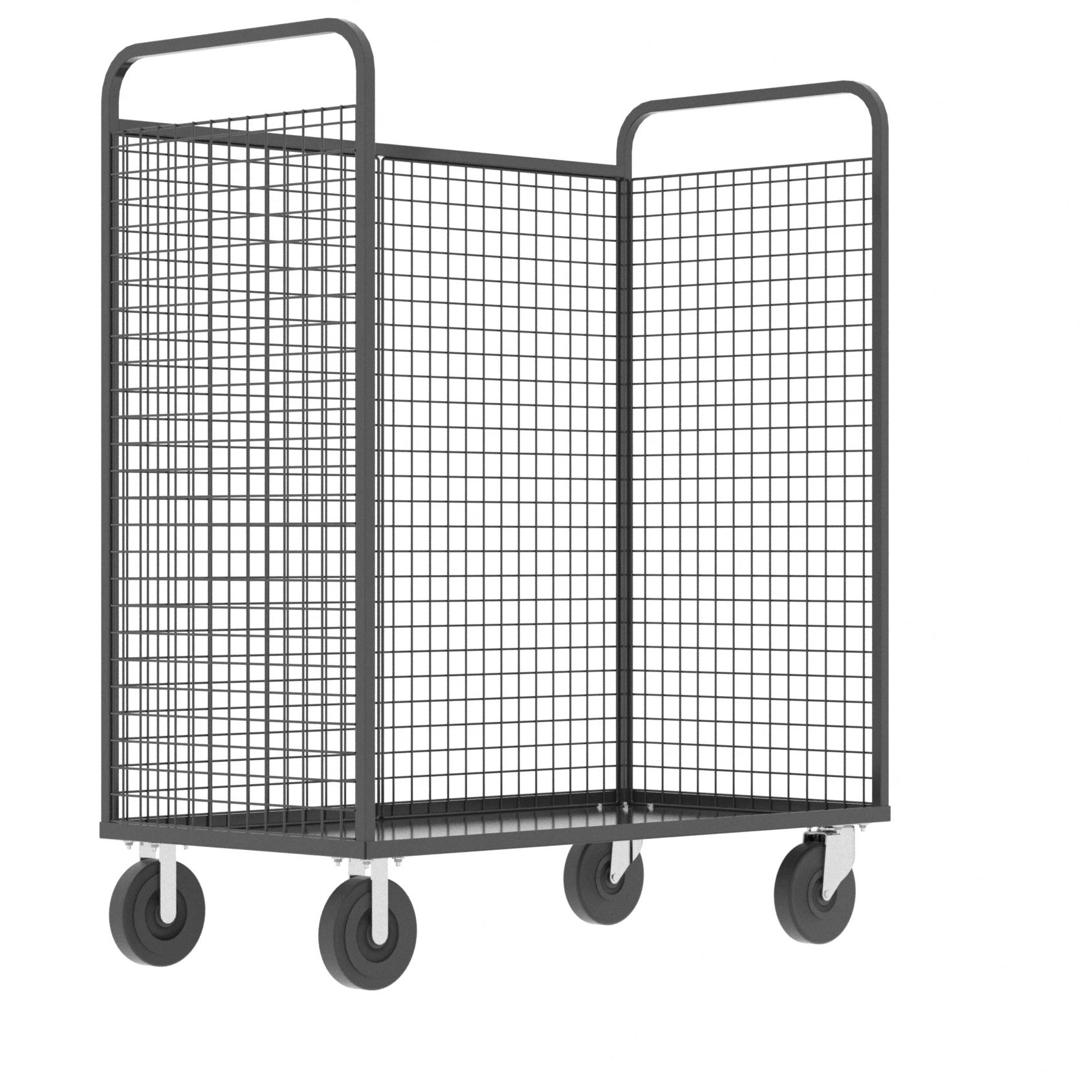 VALLEY CRAFT F89256VCGY Cage Cart, 3 Sided, No Shelf, 12 gauge Steel, 57 x 30 x 68 Inch Size, Gray | CJ6THK