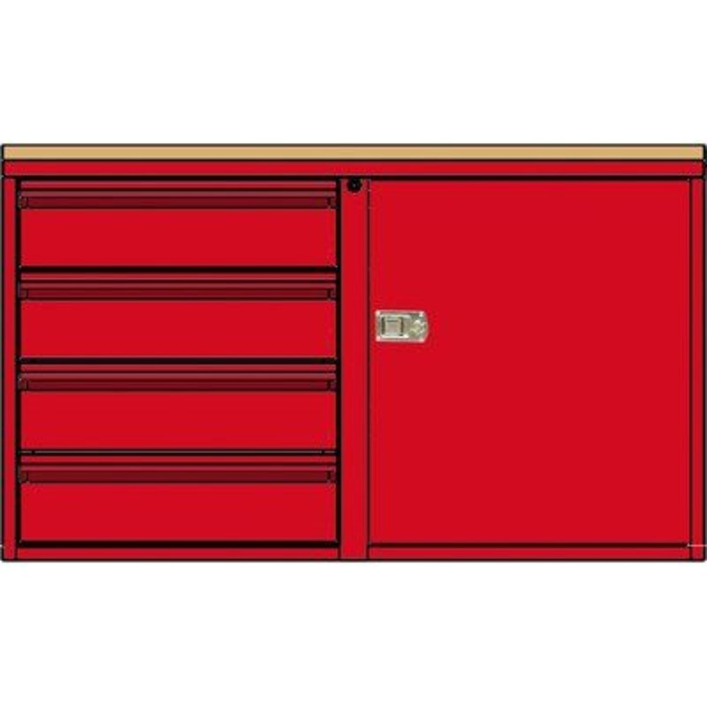 VALLEY CRAFT F89614RD Mobile Cabinet, 48, 1 Set Shelf Size( 6, 6, 6, 6) & 1 Door, Red | AJ8GJR