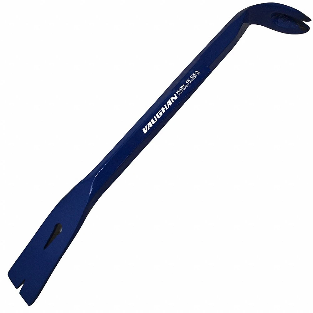 Nail Puller, Claw End, 12 Inch Lg, 5/8 Inch Bar Wd, 1 1/4 Inch End Wd, 3 Nail Slots