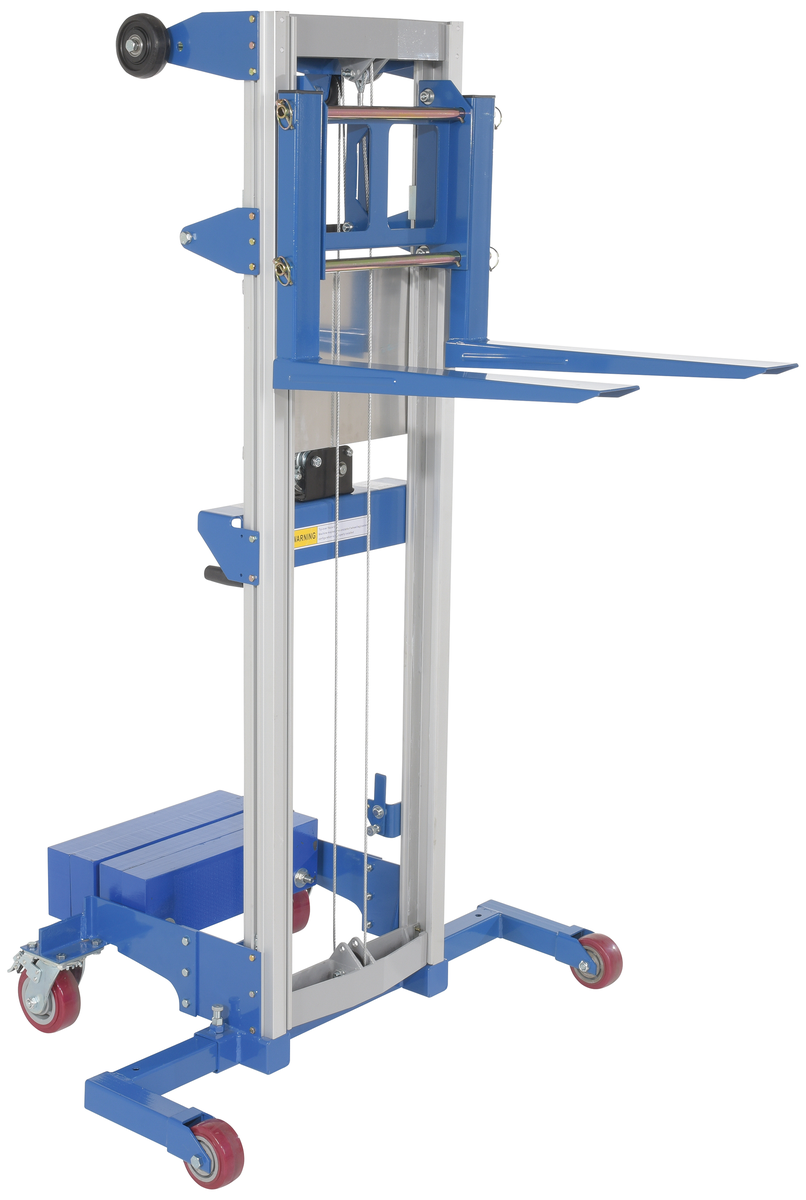 Aluminium/Steel Manual Hand Winch Lift Truck With Counter Balance, 400 lb Capacity, Silver/Blue