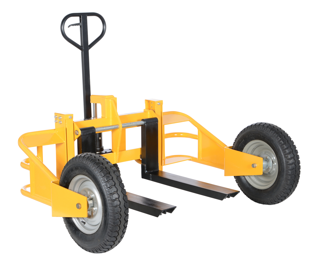 Steel All-Terrain Pallet Truck, 32 Inch Fork Length, 2500 lb Capacity, Yellow
