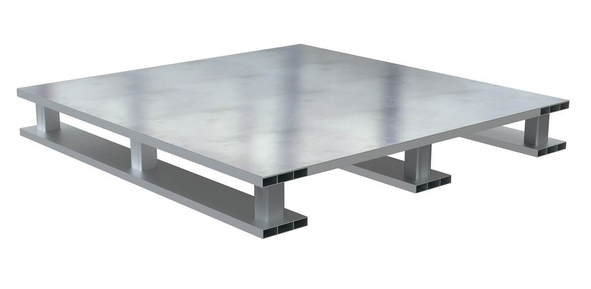Aluminium Half Solid Top with Skid Bottom, 24 x 24 x 5-1/16 Inch, 4000 lb Capacity, Silver