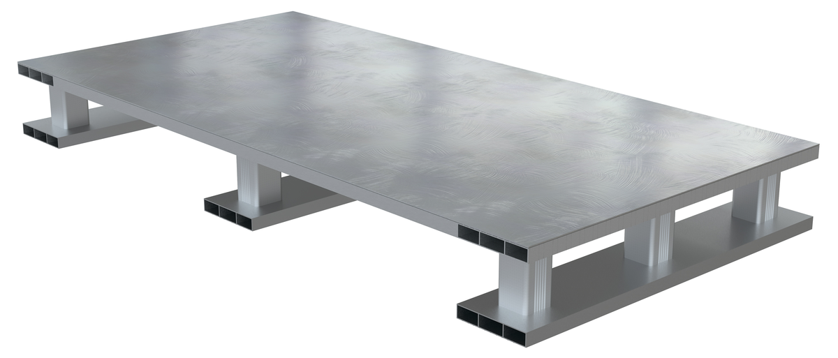 Aluminium Half Solid Top with Skid Bottom, 24 x 40 x 5-1/16 Inch, 4000 lb Capacity, Silver