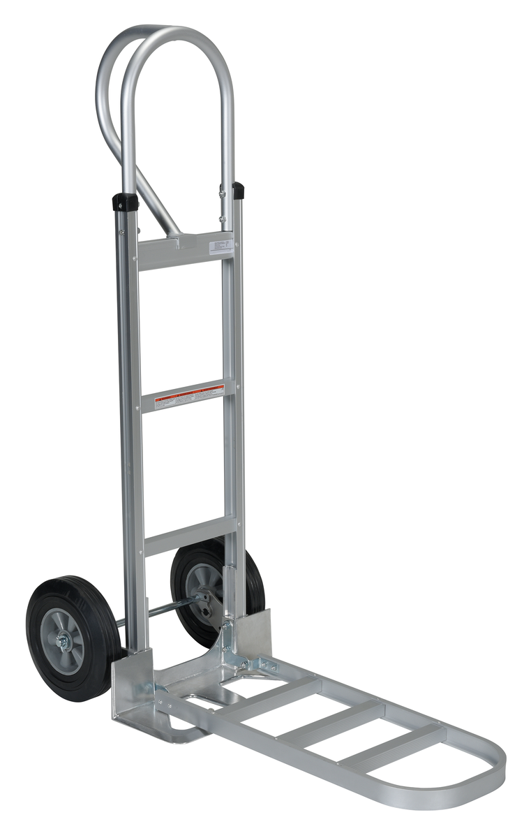 VESTIL APHT-500A-HR Aluminium P-handle Hand Truck, Hard Rubber Wheels, 500 Lb. / 200 Lb. Capacity | AG7LVZ