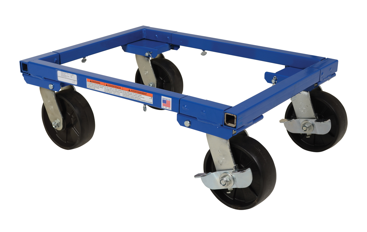 VESTIL ATD-1622-6 Adjustable Tote Dolly With 6 Inch Caster, 16 x 22 Inch Size, 3000 Lb. Capacity, Blue | AG7MAT