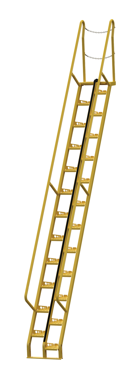 Steel Alternate Tread Stair, 56 Deg, 122-3/8 x 23-1/2 x 210-3/8 Inch, 350 lb Capacity, Yellow