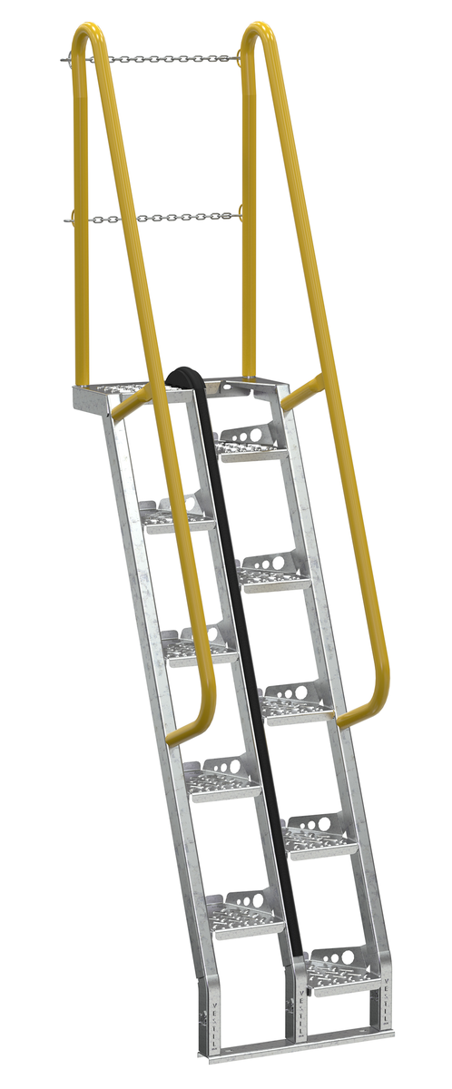 VESTIL ATS-6-68-HDG Alternate Tread Stair, Galvanized, 68 Deg Step, 6 Feet Size | CE3AFF