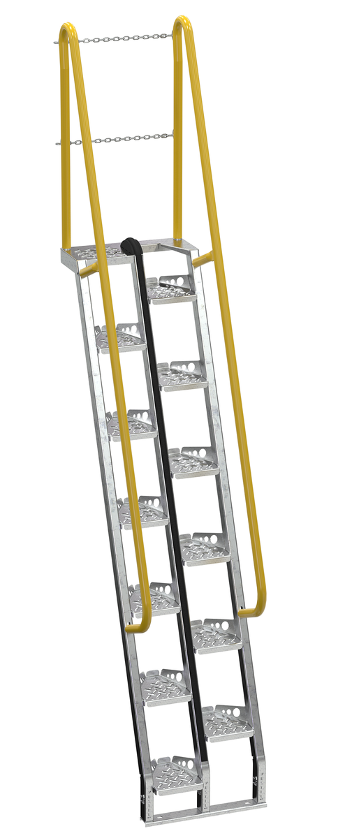VESTIL ATS-8-68-HDG Alternate Tread Stair, Galvanized, 68 Deg Step, 8 Feet Size | CE3AFK