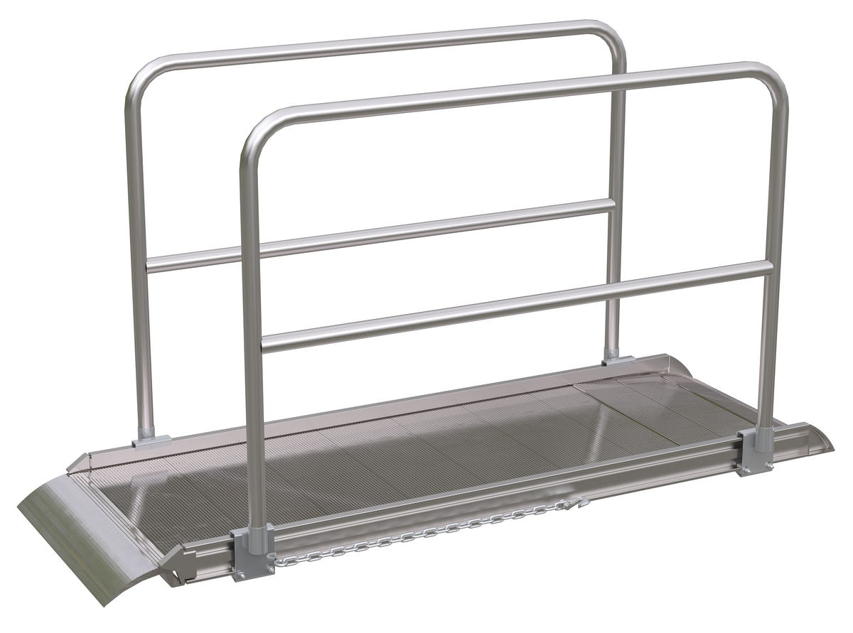 VESTIL AWR-28-8A-HR Wheel Walk Ramp, Rail Overlap, Aluminium, 96 x 28 Inch Size | CE3AGK