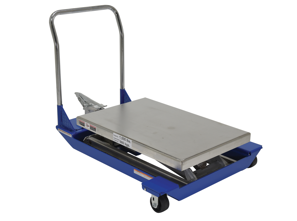 VESTIL CART-23-15-M-PSS Foot Powered Pump Scissor Cart, 1500 Lb. Capacity, 36 x 24 Inch Size | CE3ARP