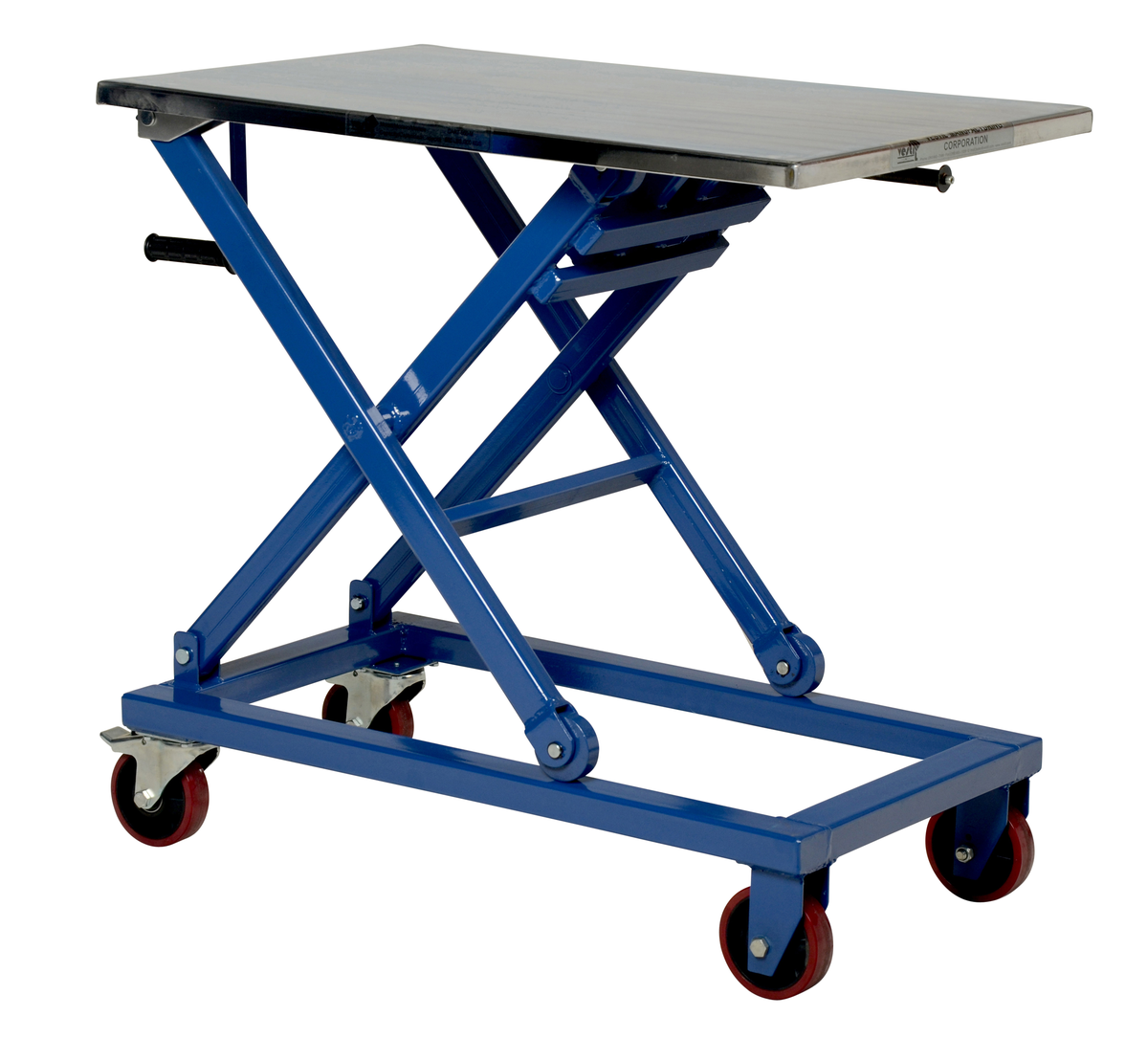 Steel Mechanical Scissor Cart, 37 x 23-1/2 Inch, 660 lb Capacity, Blue/Silver