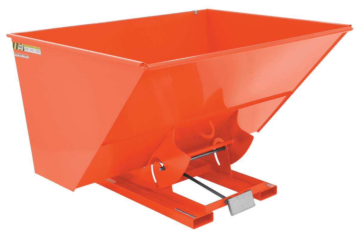 VESTIL D-300-HD-ORG-C Self Dumping Hopper, Heavy Duty, 3 cu. yd., 6000 Lb., Orange, Steel | AG7QBG