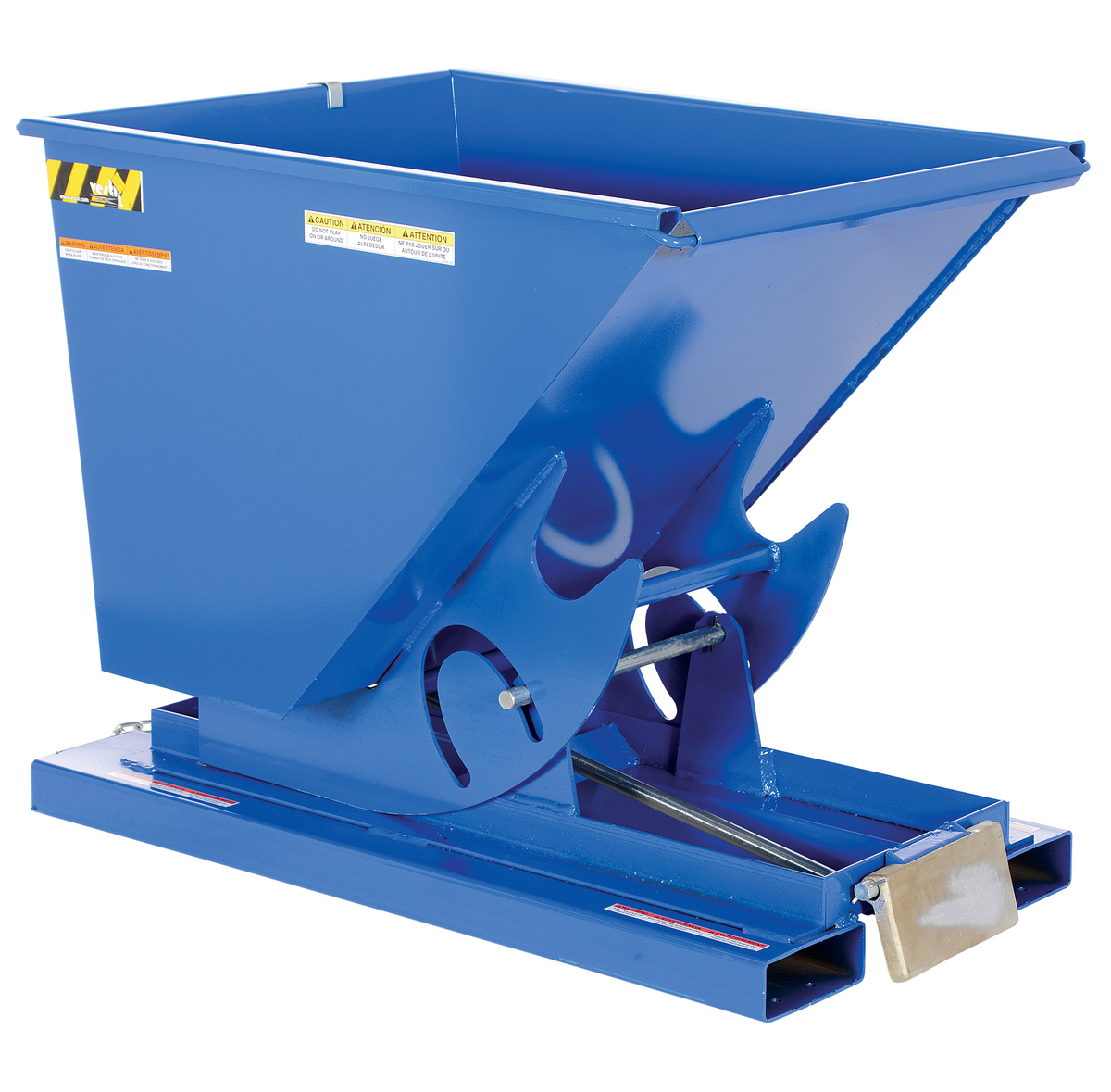 Steel Heavy Duty Self Dumping Hopper, 1/2 Cubic Yard, 6000 lb Capacity, Blue