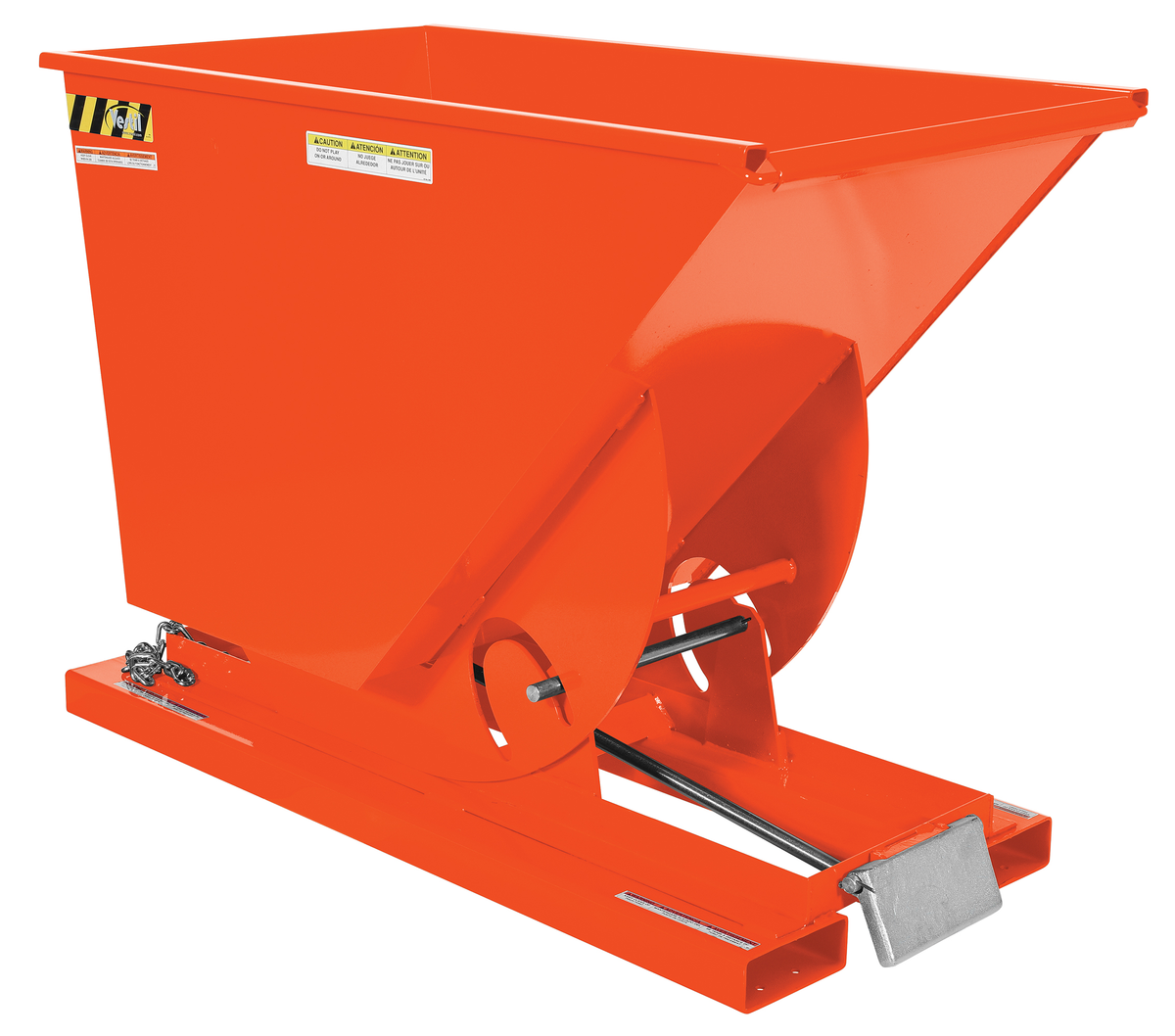 VESTIL D-75-HD-ORG-C Self Dumping Hopper, Heavy Duty, 0.75 cu. yd., 6000 Lb., Orange, Steel | AG7QEY