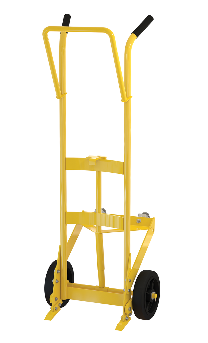 VESTIL DBT-4RS-MR Drum Truck, 2 Rigid/2 Swivel Rubber Wheels, 100Lb. Capacity, Yellow | CE3CHT