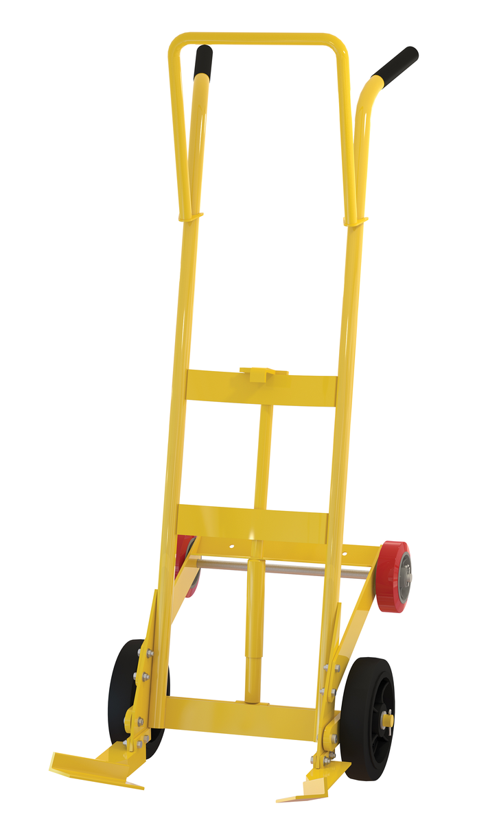 VESTIL DBT-P-4R-MR Drum Truck, 4 Rigid Rubber Wheels, 100Lb. Capacity, Yellow | CE3CHV