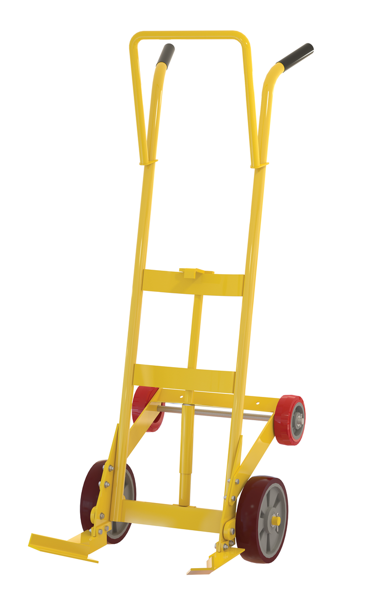 VESTIL DBT-P-4R-PO Drum Truck, 4 Rigid Poly Wheels, 100Lb. Capacity, Yellow | CE3CHW
