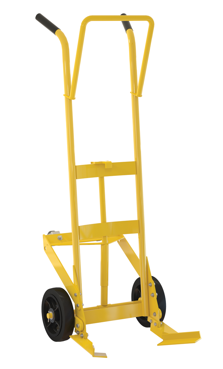 VESTIL DBT-P-4RS-MR Drum Truck, 2 Rigid/2 Swivel Rubber Wheels, 100Lb. Capacity, Yellow | CE3CHX