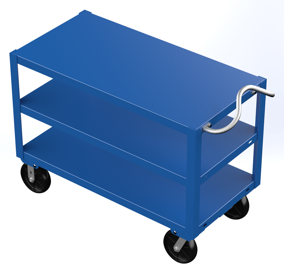 VESTIL DH-PH4-2448-3 Heavy Duty Ergonomic Handle Cart, 3 Shelf, 24 x 48 Inch Size | AG7QNG