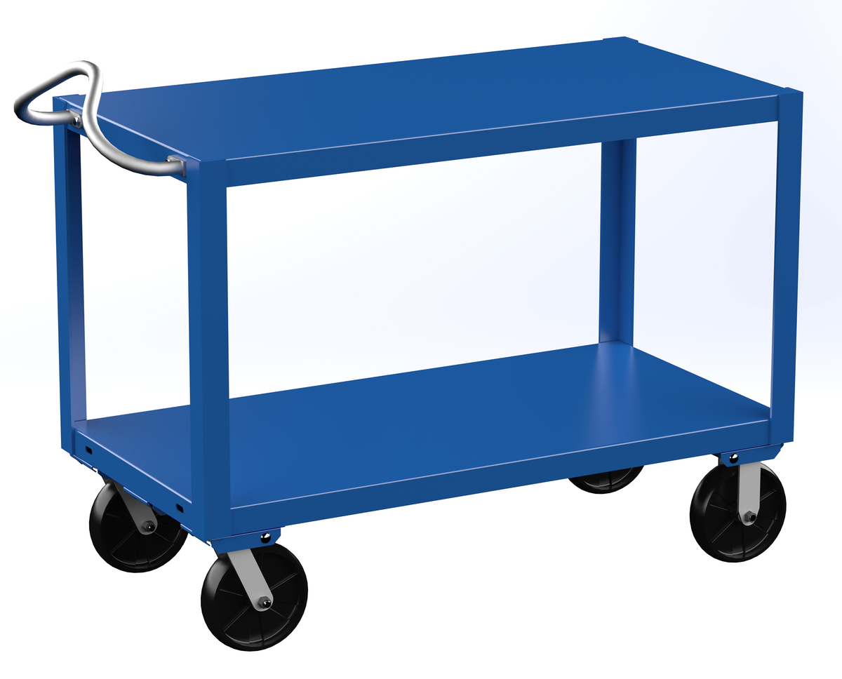 VESTIL DH-PH4-2448 Heavy Duty Ergonomic Handle Cart, 2 Shelf, 24 x 48 Inch Size | AG7QNF