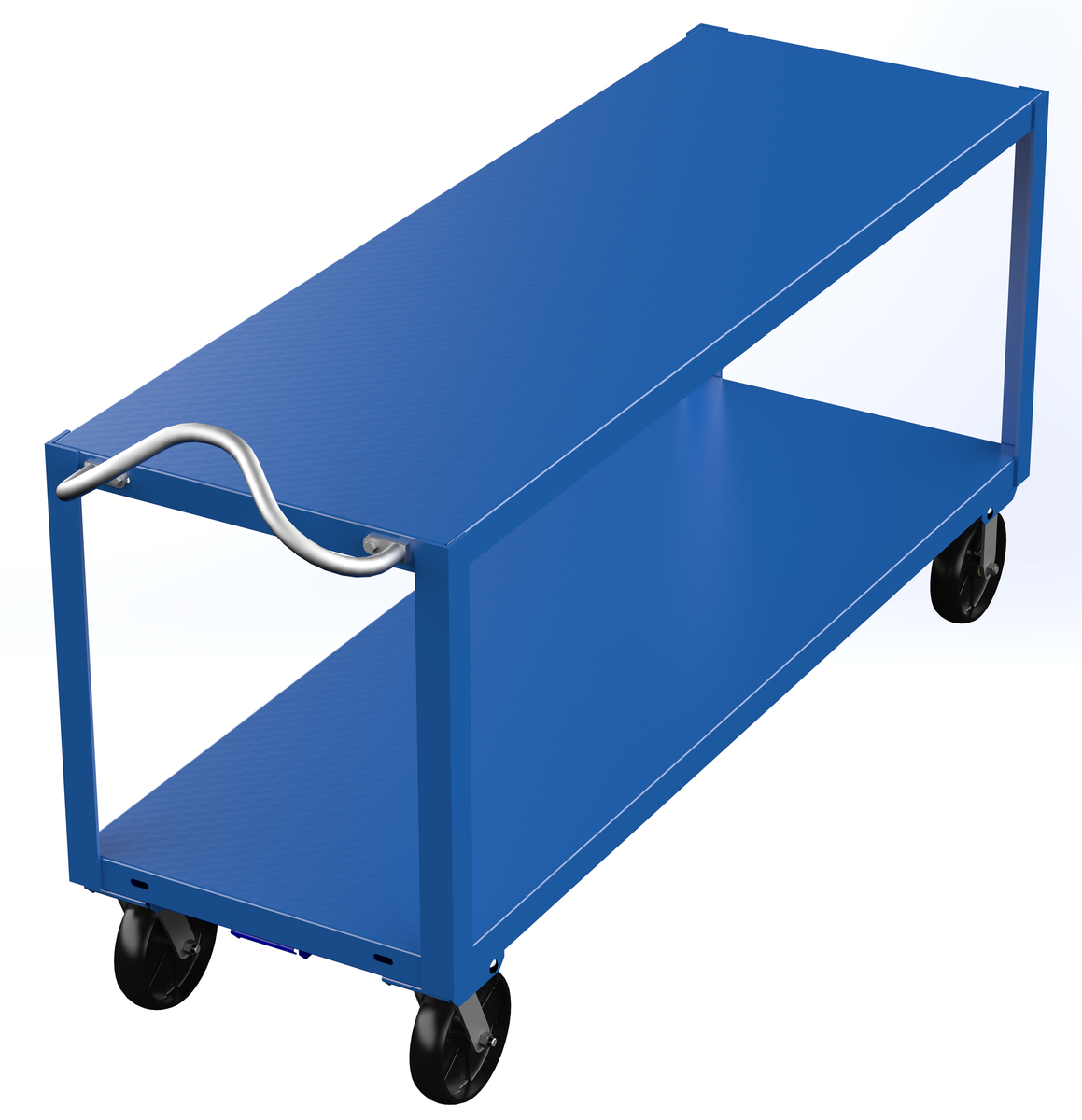 VESTIL DH-PH4-2472 Heavy Duty Ergonomic Handle Cart, 2 Shelf, 24 x 72 Inch Size | AG7QNM