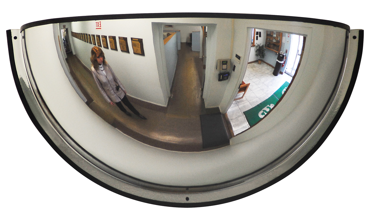 Acrylic Industrial Dome Mirror, 20 Inch Diameter, 180 Deg Distance Covered 20+ ft Viewing Distance, Silver