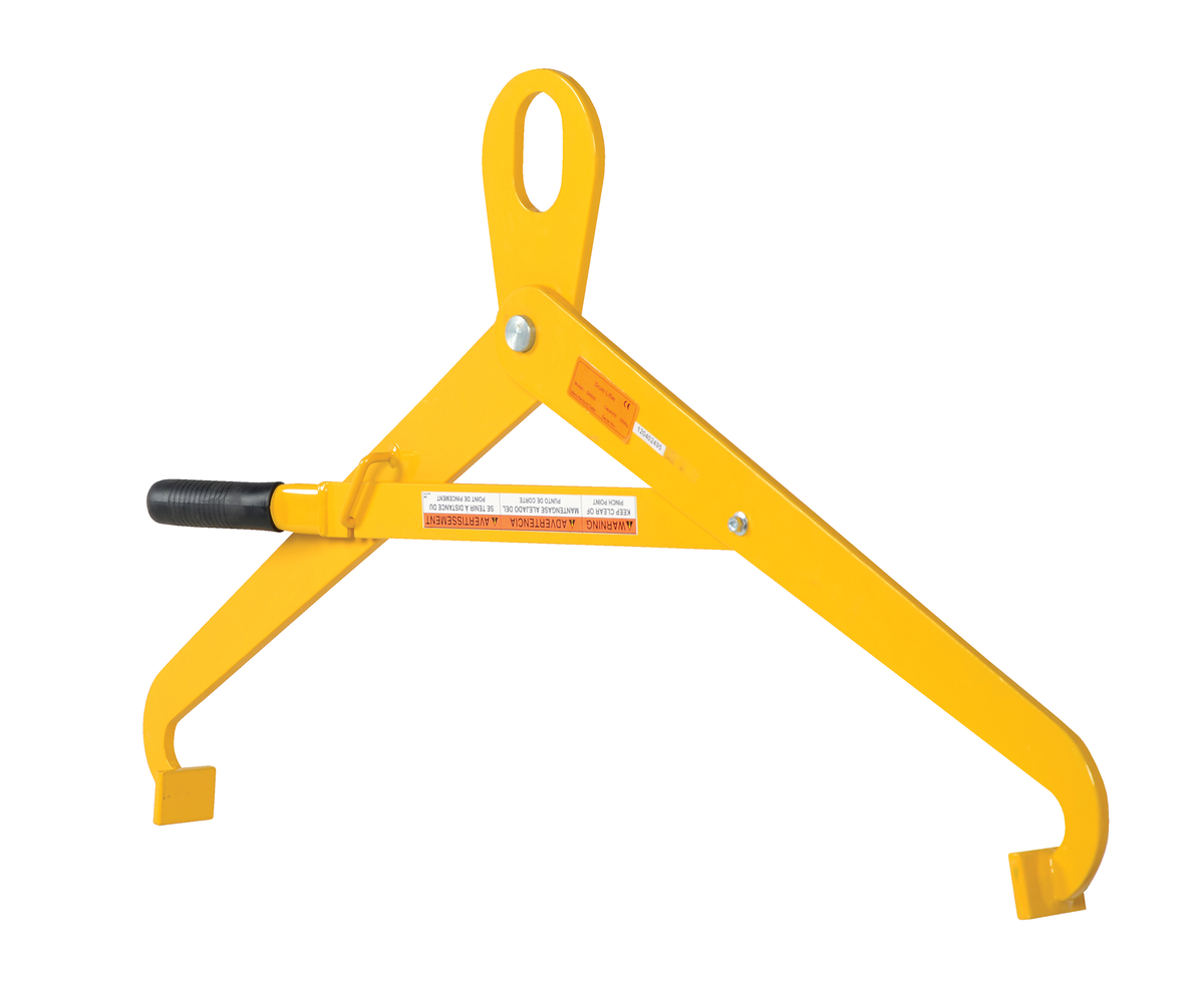 Steel Horizontal Semi Automatic Drum Tong 3-1/2 x 41-1/4 x 21-3/4 Inch 1000 lb Capacity, Yellow
