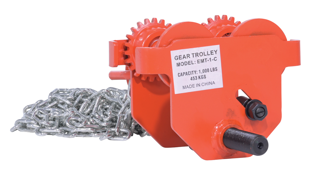 VESTIL E-MT-1-C Geared Eye Manual trolley, 1000 Lb. Capacity | AG7RNU