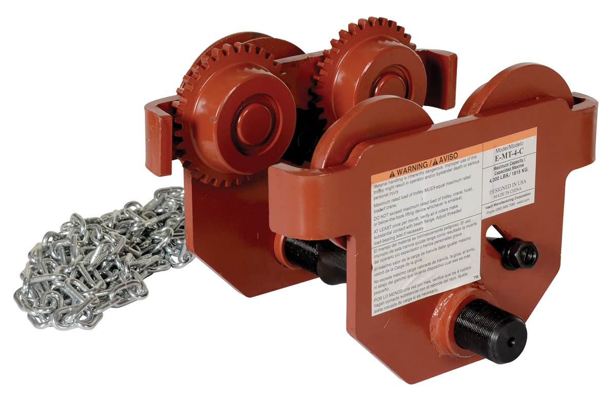 VESTIL E-MT-4-C Geared Eye Manual trolley, 4000 Lb. Capacity | AG7RNY