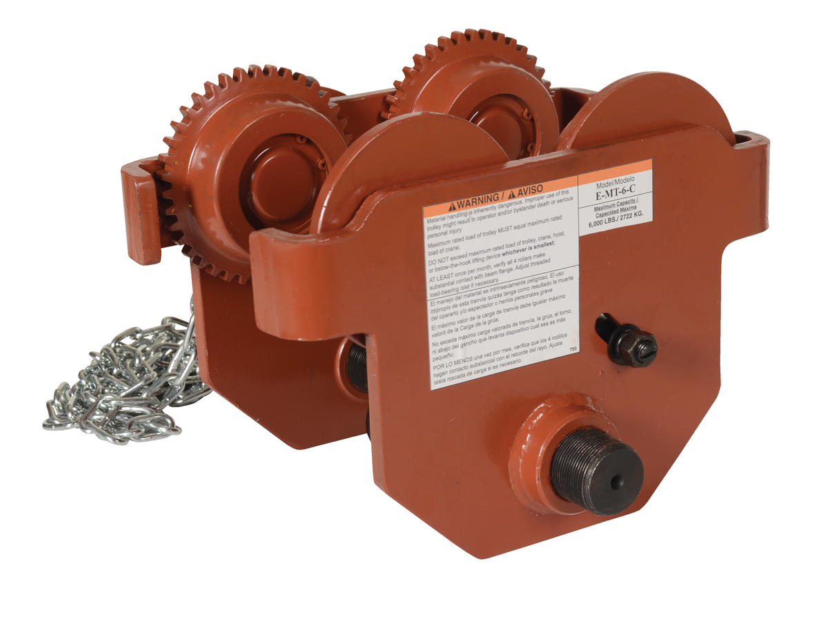 VESTIL E-MT-6-C Geared Eye Manual trolley, 6000 Lb. Capacity | AG7RPA