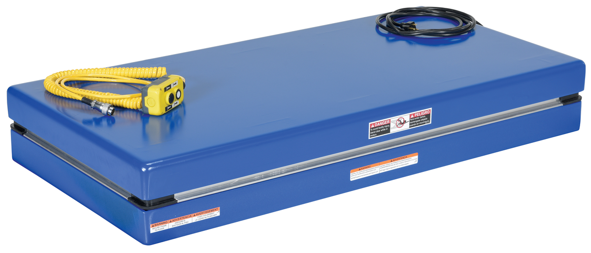 Steel Electric Hydraulic Lift Table, 24 x 48 Inch, 2000 lb Capacity, Blue