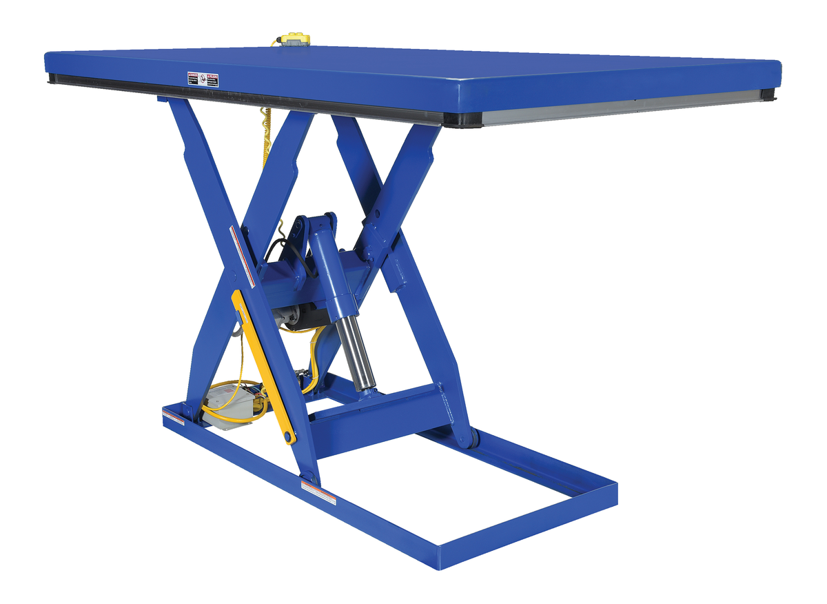 Steel Electric Hydraulic Lift Table, 48 x 96 Inch, 2000 lb Capacity, Blue