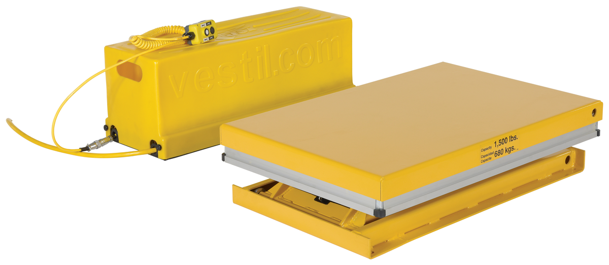 VESTIL EHLT-WS-2436-1.5-31 Work Station Electric Hydraulic Scissor Table, 24 x 36 Inch Size, Yellow, Steel | CE3DAM