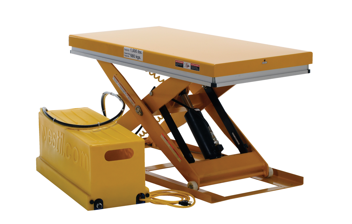 VESTIL EHLT-WS-2448-1.5-36 Work Station Electric Hydraulic Scissor Table, 24 x 48 Inch Size, Yellow, Steel | AG7RKT