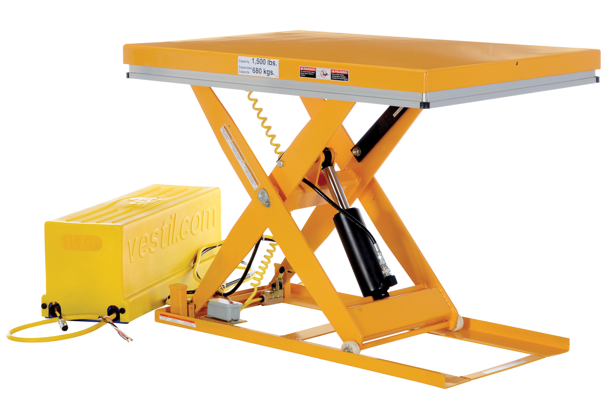 VESTIL EHLT-WS-3248-1.5-36 Work Station Electric Hydraulic Scissor Table, 32 x 48 Inch Size, Yellow, Steel | AG7RKU