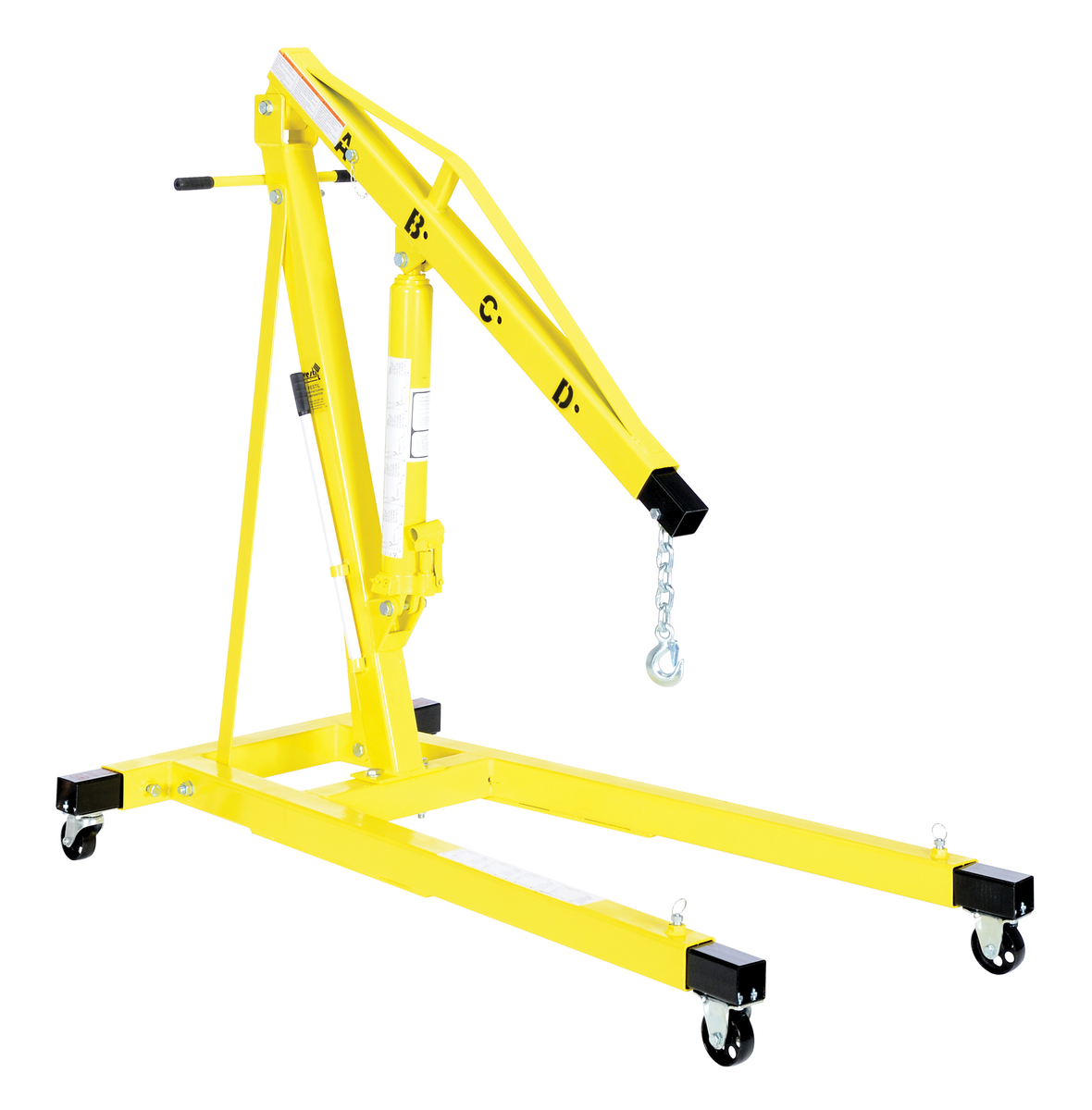 Steel Shop Crane Engine Hoist with Telescopic Legs, 4000 lb Capacity, Yellow