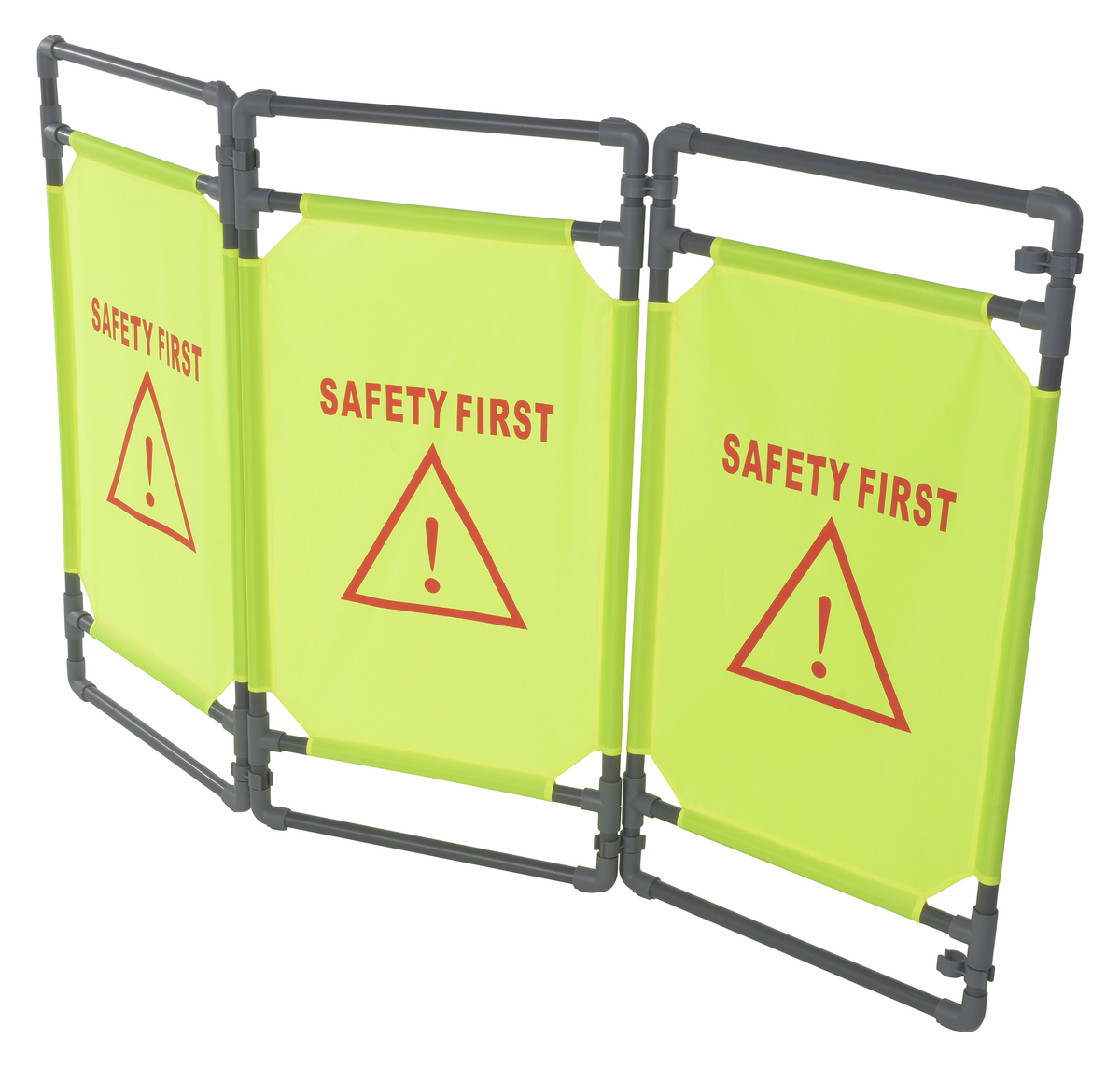 Plastic/Vinyl 3 Section Folding Fabric Barrier 70 Inch Length, Yellow